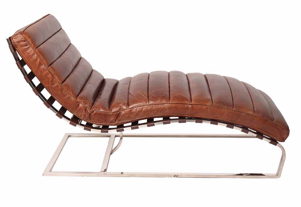 Chaise longue en cuir vintage