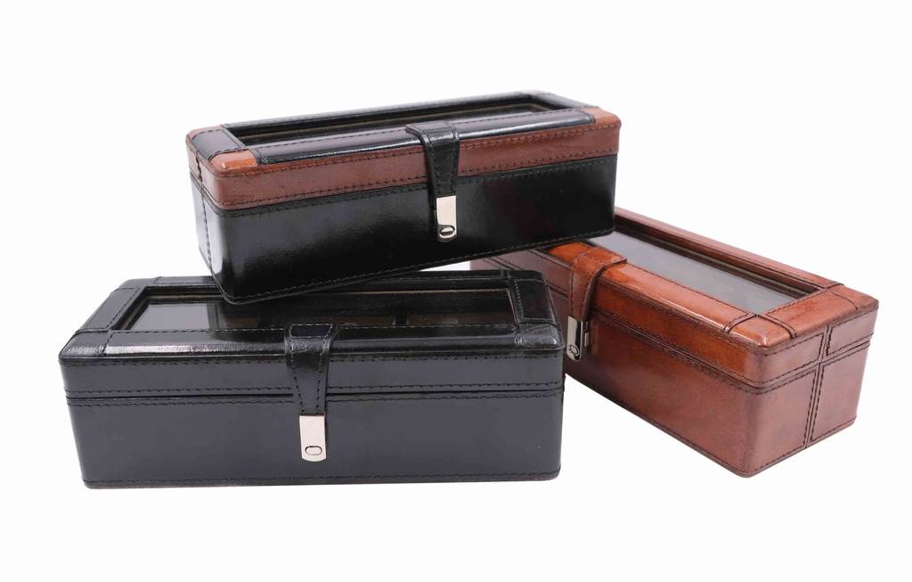 Boîte De Rangement Pour 10 Montres En Palissandre - Avec 10 Coussins Amovibles - Finition Laquée Brillante